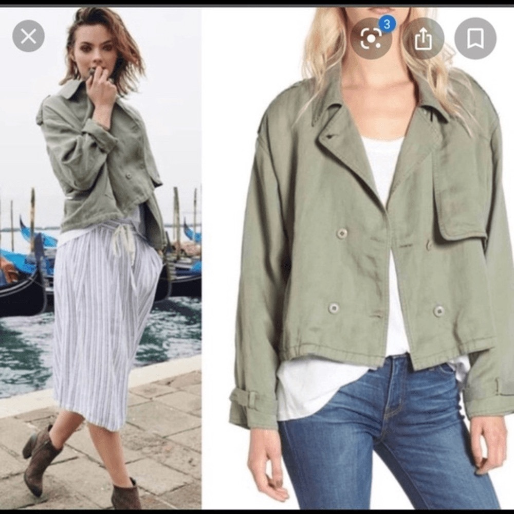 Rails Barclay Linen Blend Button Front Utility Jacket Medium